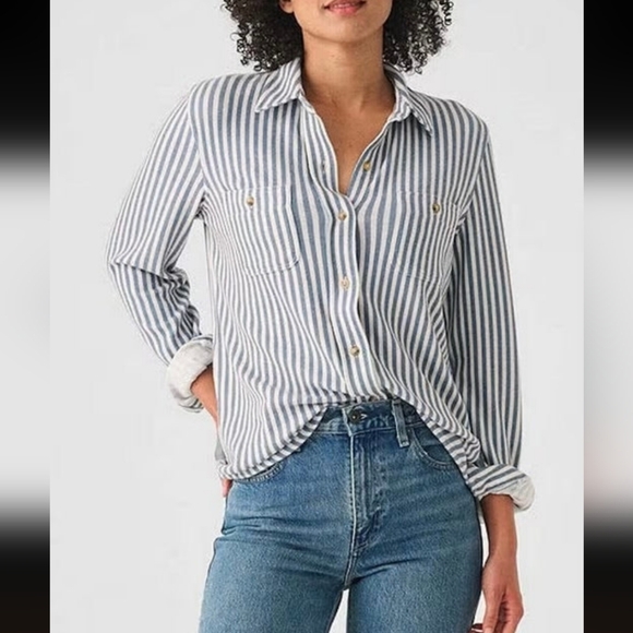 Faherty Legend Sweater Shirt Navy Blazer Stripe - Picture 1 of 8